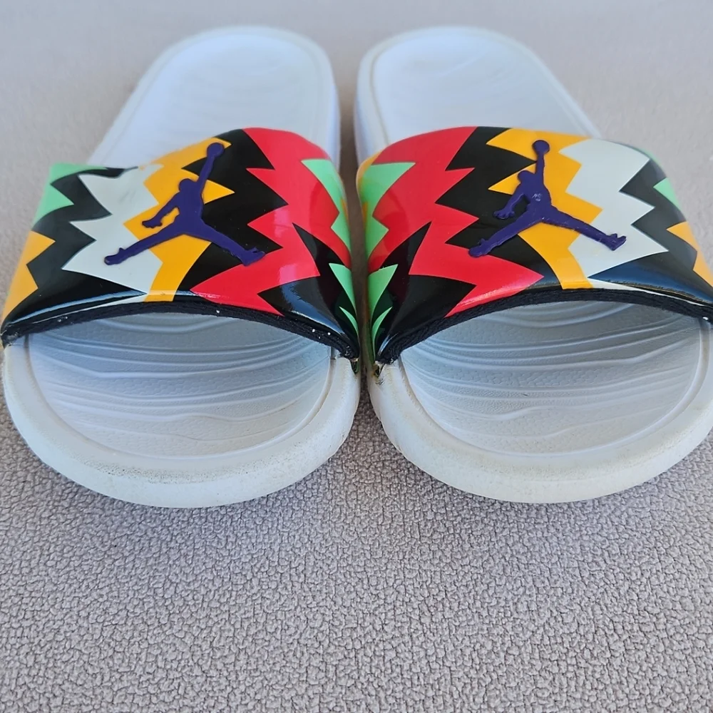 Nike Air Jordan Break Slide 4Y Fresh Prince Sandal CD5472-102 White Multi Color